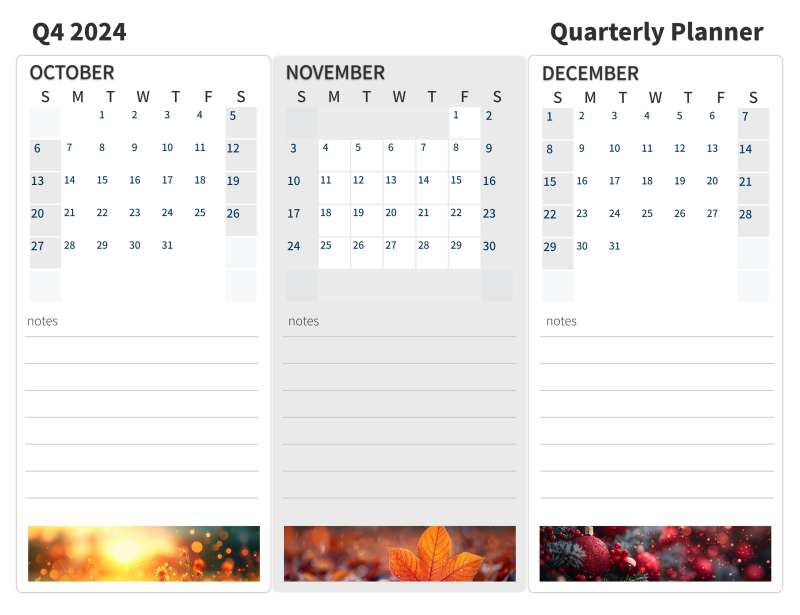 This Presentation Clipart shows a preview of Printable Q4 2024 Quarterly Planner