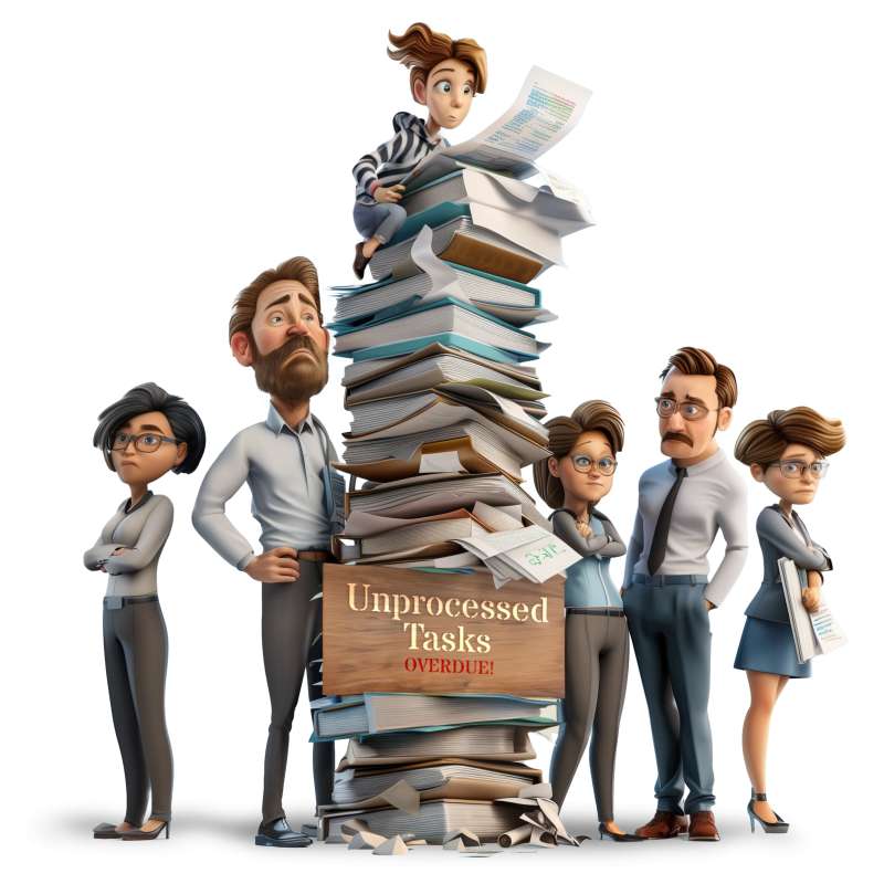 This Presentation Clipart shows a preview of Huge Stack of Work Clipart