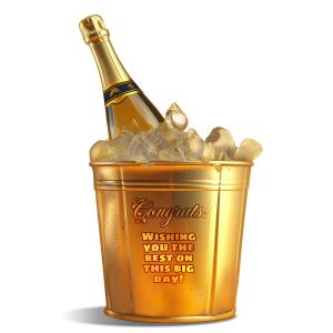 Download or customize this champagne on ice clipart by changing the message on the ice bucket.  Symbolize success, luxury and celebration.