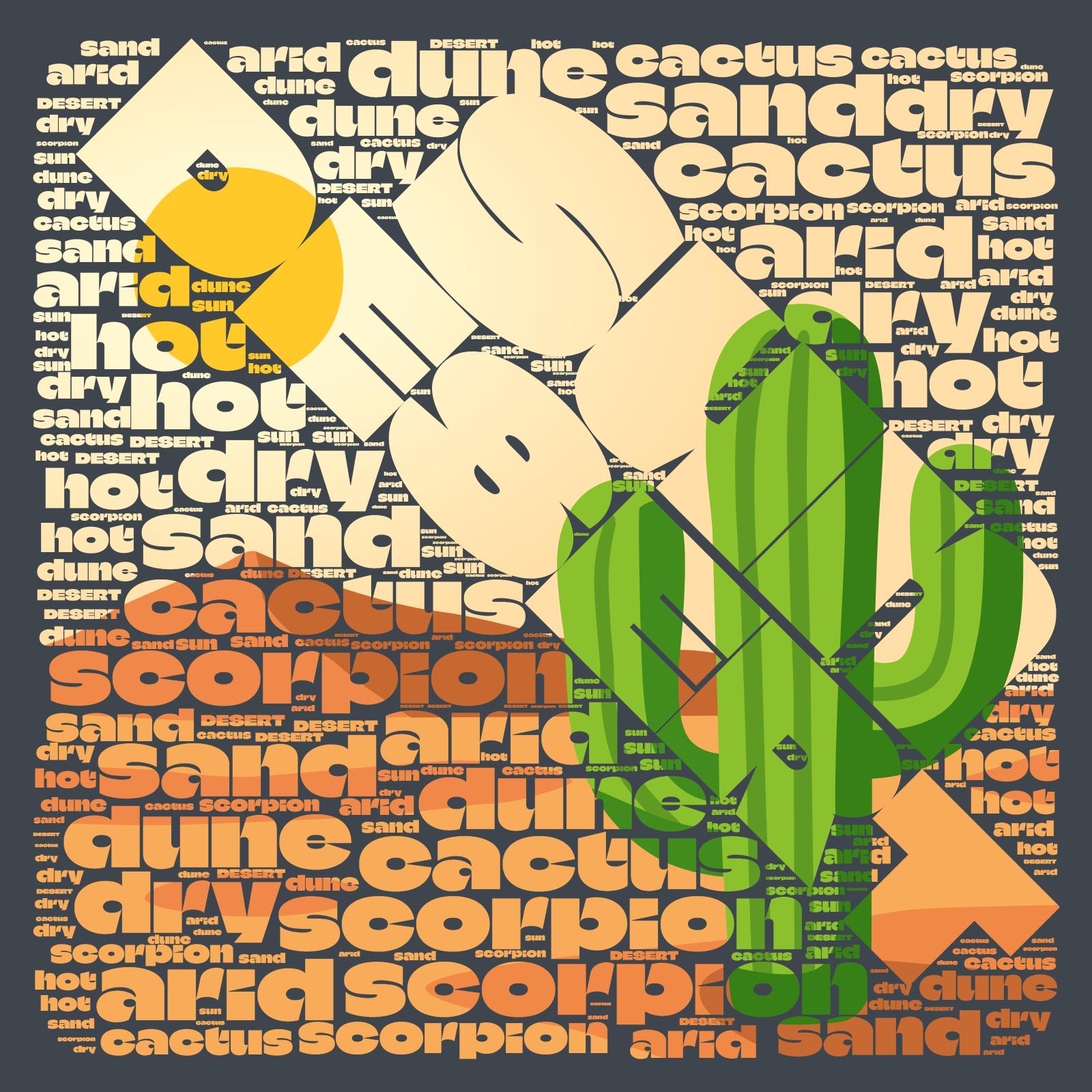 This Presentation Clipart shows a preview of Desert Sun Word Cloud