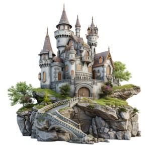 This Castle on a Rock clipart image symbolizes strength, stability, and solitude. Download and use in presentations and media designs.