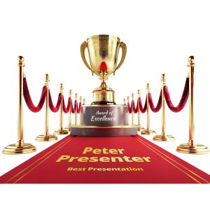 Download or customize this prestigious award template, featuring a red carpet, gold stanchions, and a trophy to celebrate individual or group achievements.