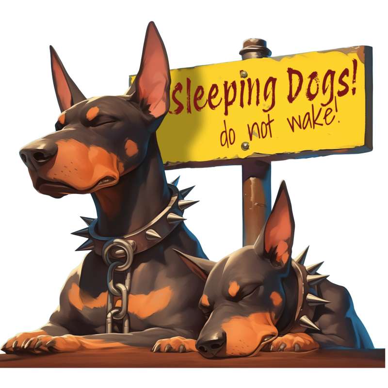 This Presentation Clipart shows a preview of Let Sleeping Dogs Lie Idiom Clipart