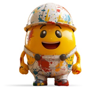 Download this Emoji Painter clipart image to symbolize creativity, joy of work, and the transformation of ideas into vibrant art with playful confidence.