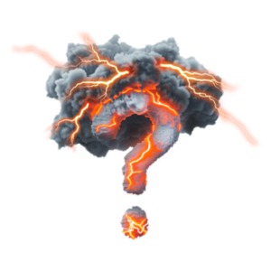 Download this stormy question mark clipart to symbolize uncertainty and turmoil, representing overwhelming questions and critical points of tension.