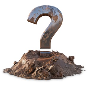 Download this question mark stuck in the mud clipart to represent the frustration and helplessness of being unable to find an answer or solution.