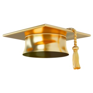Download this golden graduate cap clipart image, symbolizing achievement and success, and inspire motivation through the precious value of education.