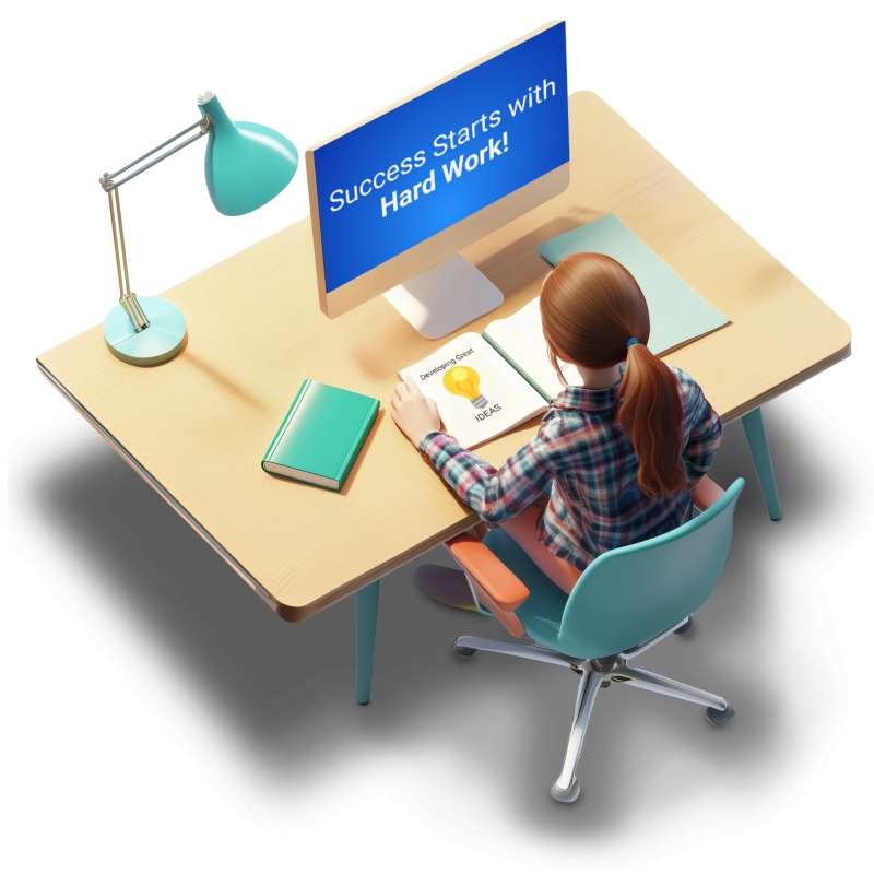 This Presentation Clipart shows a preview of Hard Work Studying - Custom Clipart