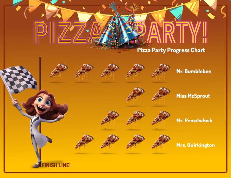 This Presentation Clipart shows a preview of Pizza Party Pictograph Template