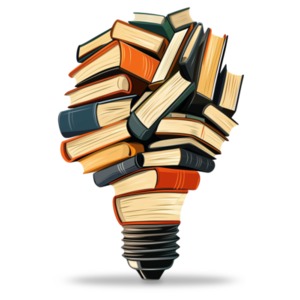 Download this clipart graphic of a light bulb made of books, symbolizing the transformative power of education and creativity.