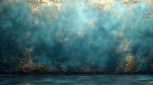 A textured teal and gold background with a glossy finish, ideal for creative presentations. 

