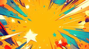 A vibrant explosion of colors with stars and dynamic shapes, perfect for energetic presentations. 

