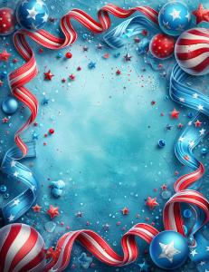 This festive PowerPoint background features red, white, and blue decorations, ideal for patriotic themes. 

