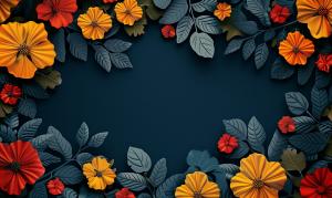 A vibrant floral border with a dark blue background, perfect for nature-themed presentations.


