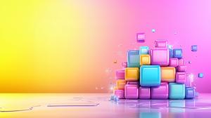 A colorful arrangement of glossy cubes against a gradient background, ideal for creative presentations. 

