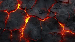 A dramatic volcanic rock texture with glowing lava cracks, ideal for presentations on geology or natural phenomena.

