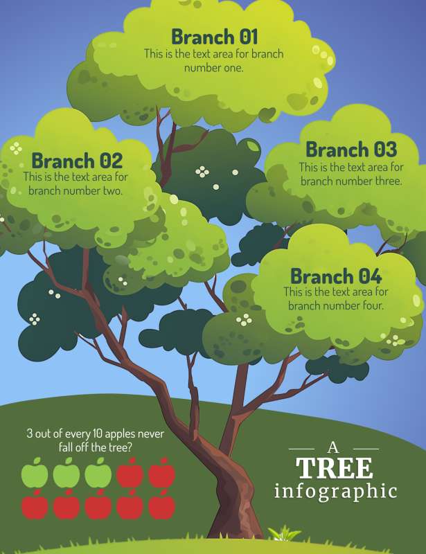 This Presentation Clipart shows a preview of Tree Infographic Template