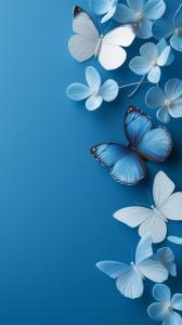 A serene blue background featuring butterflies and flowers, perfect for nature-themed presentations.

