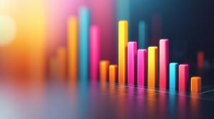 A colorful bar graph with a blurred background, ideal for data presentations.

