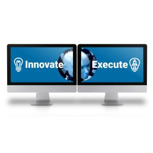 Download or customize this &#039;duel monitors&#039; clipart, symbolizing the competitive balance between innovation and execution.