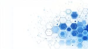 A modern blue hexagonal abstract background suitable for tech and science presentations. 

