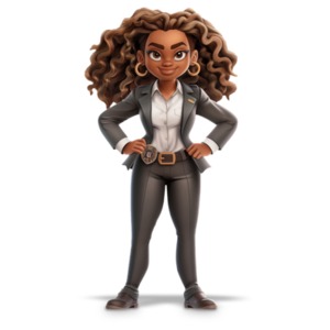Download this clipart of a confident woman detective, symbolizing empowerment, intelligence, and progress in law enforcement.