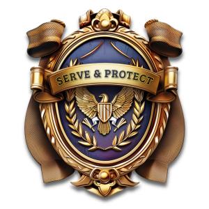 Download this authority shield clipart, symbolizing service, protection, and peace with an eagle and olive branches. Customize for your needs.