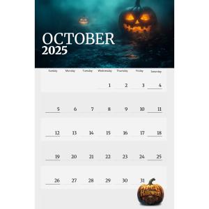 An editable October Calendar with a Halloween theme. Change the month, year and theme picture to any other month.