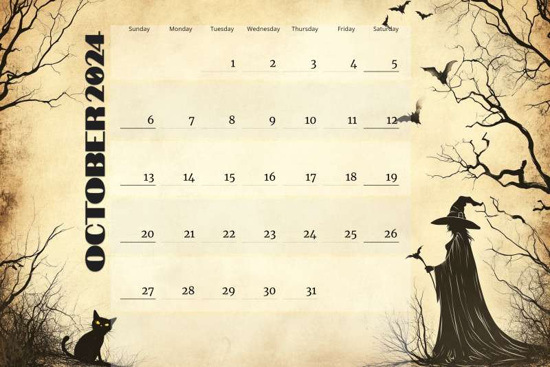 This Presentation Clipart shows a preview of Halloween Calendar: Plan with Spooky Style