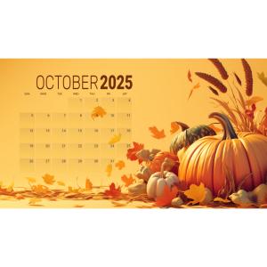 Download this autumn-themed calendar template, combining functionality with seasonal design to track dates and celebrate October.