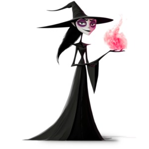 Download this customizable Halloween witch clipart, symbolizing mystical powers, transformation, and the harnessing of elemental forces.
