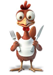 This cheerful turkey character is ready for a festive meal, holding a fork and knife. Download this clipart image now!