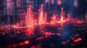 A vibrant digital representation of data analytics with glowing graphs and abstract elements. 

