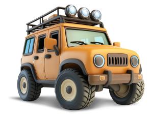 This image features a rugged orange SUV designed for off-road adventures and camping.