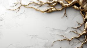 A golden tree branch design on a textured white background, perfect for elegant presentations. 

