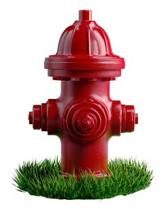 A vibrant red fire hydrant set on green grass, symbolizing safety and emergency response.