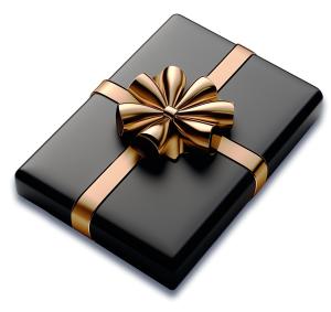 Elegant black gift box with a gold ribbon, perfect for exclusive and special gifts.