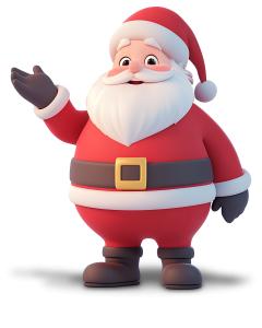 This cartoon Santa Claus is gesturing invitingly, symbolizing guidance and direction during the festive season.