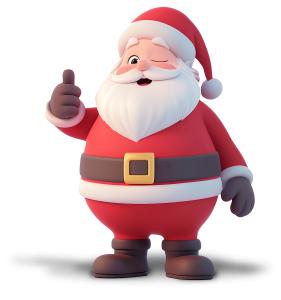 Download this Cute Santa Claus giving a thumbs-up and winking, symbolizing approval and positivity.