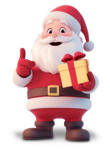 Download this cartoon Santa Claus holding a gift represents the joy of giving and holiday gift ideas.
