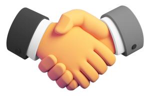 Download this image depicting a colorful handshake, symbolizing business deals and partnerships.