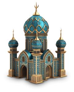 Download this turquoise palace with intricate golden details and domes, symbolizing opulence and artistry.
