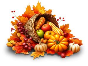 Download this colorful cornucopia overflowing with autumn fruits symbolizes harvest and thanksgiving.