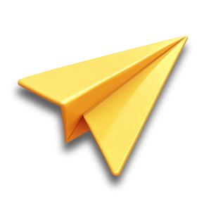 Download this clipart image depicting a sleek yellow paper airplane, symbolizing creativity and innovation.