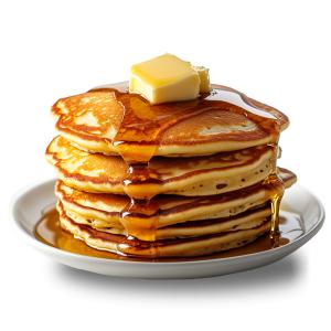 Download this mouthwatering stack of pancakes topped with melting butter and syrup.