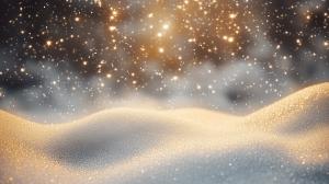 A serene winter snow scene with sparkling snowflakes and soft, glistening mounds of snow.
