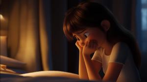 This image shows a distressed student struggling with homework, reflecting feelings of confusion and despair.

