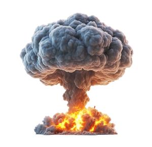 Download this clipart image of a nuclear explosion featuring a large mushroom cloud and fiery base.