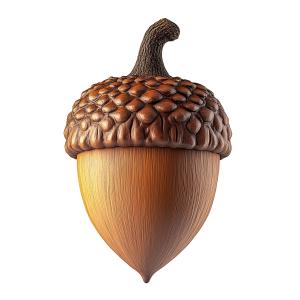 Download this clipart image of a detailed and realistic depiction of an acorn, symbolizing growth and nature.
