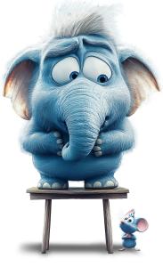This image humorously depicts an elephant&#039;s irrational fear of a tiny mouse.